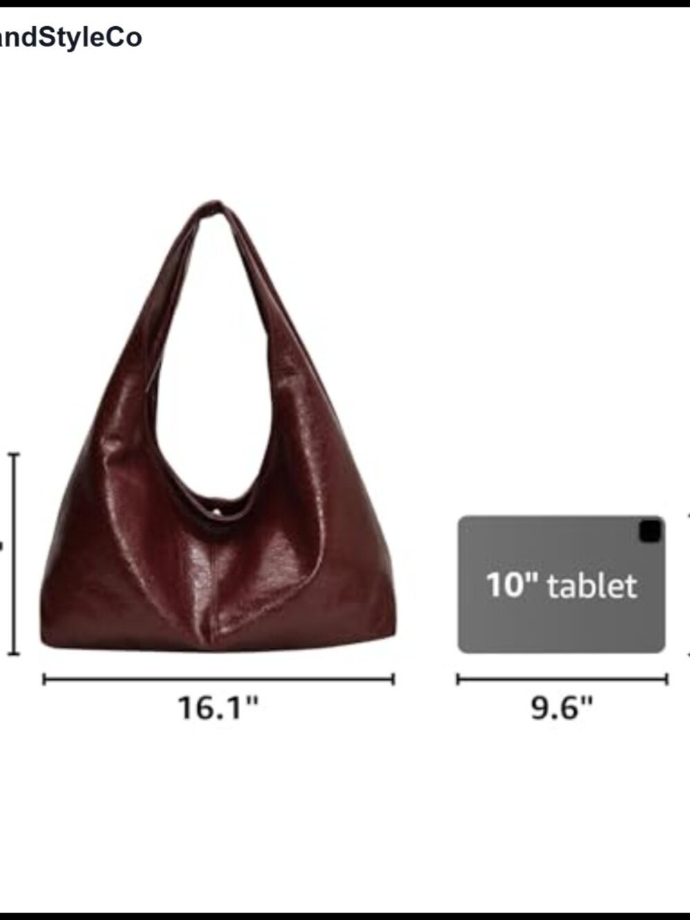 JOLILUNA Women's Slouchy Hobo Bag Large Faux Leather Work Tote - Picture 2 of 6